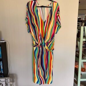 ELOQUII Womens Plus Size Wrap Around Dress Liquid Rainbow Size 20